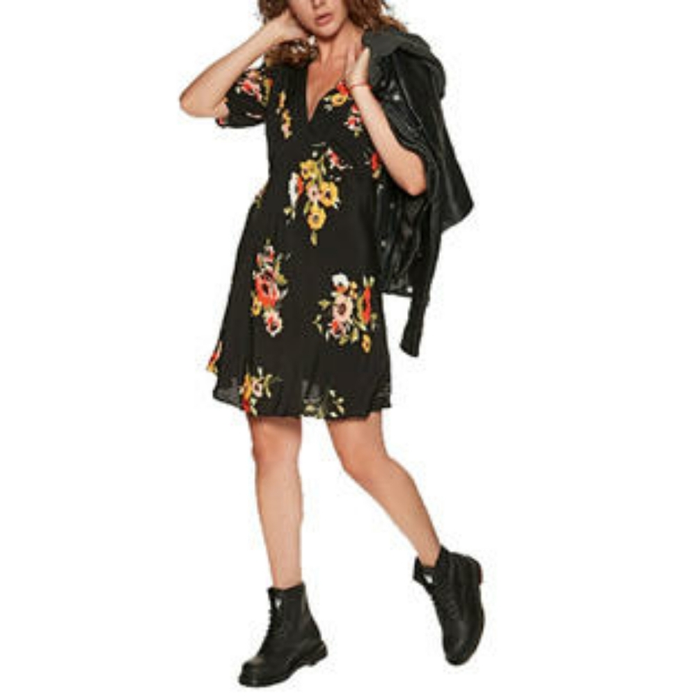 New Free People Neon Garden Mini Dress 2 Black Com